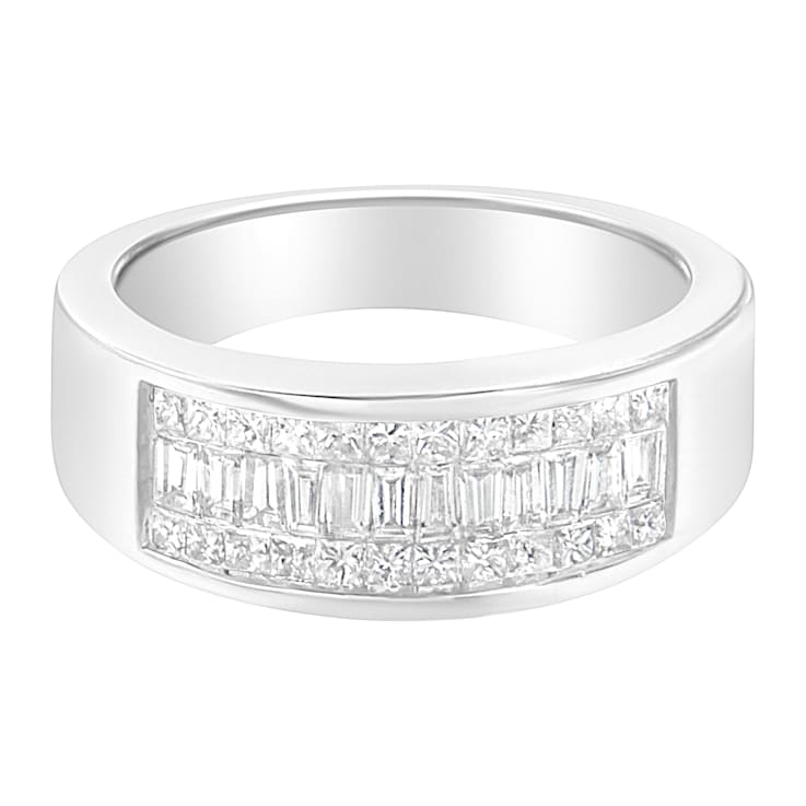 14K White Gold Princess and Baguette-cut Diamond Ring (1.0 Cttw, H-I
Color, VS2-SI1 Clarity)