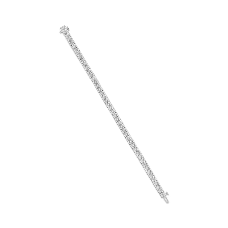 Sterling Silver 1/4ctw Miracle Set Diamond and Bead Link Tennis Bracelet
(I-J Color, I2-I3 Clarity)