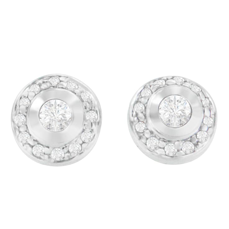 14K White Gold 1/3ctw Round Cut Diamond Earrings