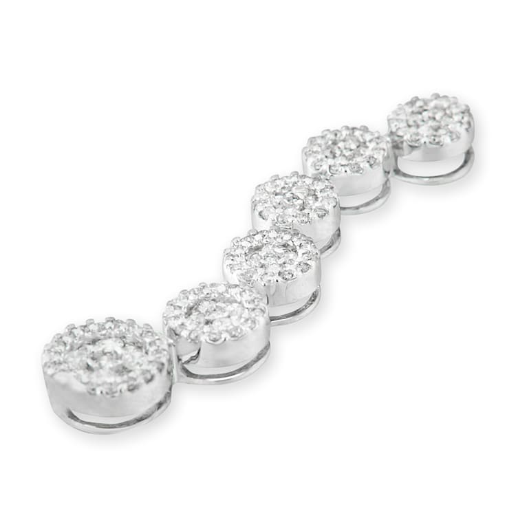 14K White Gold 1.0ctw Diamond Cluster Journey Pendant With Chain (H-I, I1-I2)