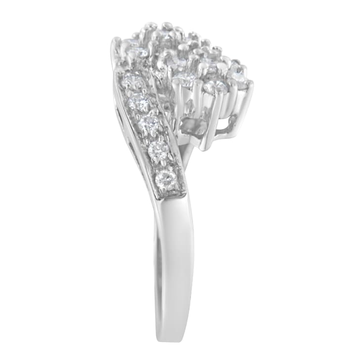14K White Gold Diamond Cluster Ring Band (7/8 cttw, H-I Color, I1-I2 Clarity)