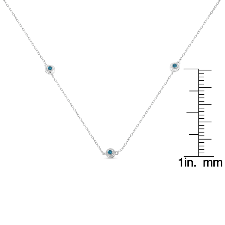 Sterling Silver Treated Blue Color Diamond Station Necklace (1/2 cttw,
Blue Color, I2-I3 Clarity)