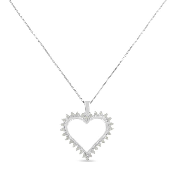 0.25ctw Diamond Open Heart Sterling Silver Necklace