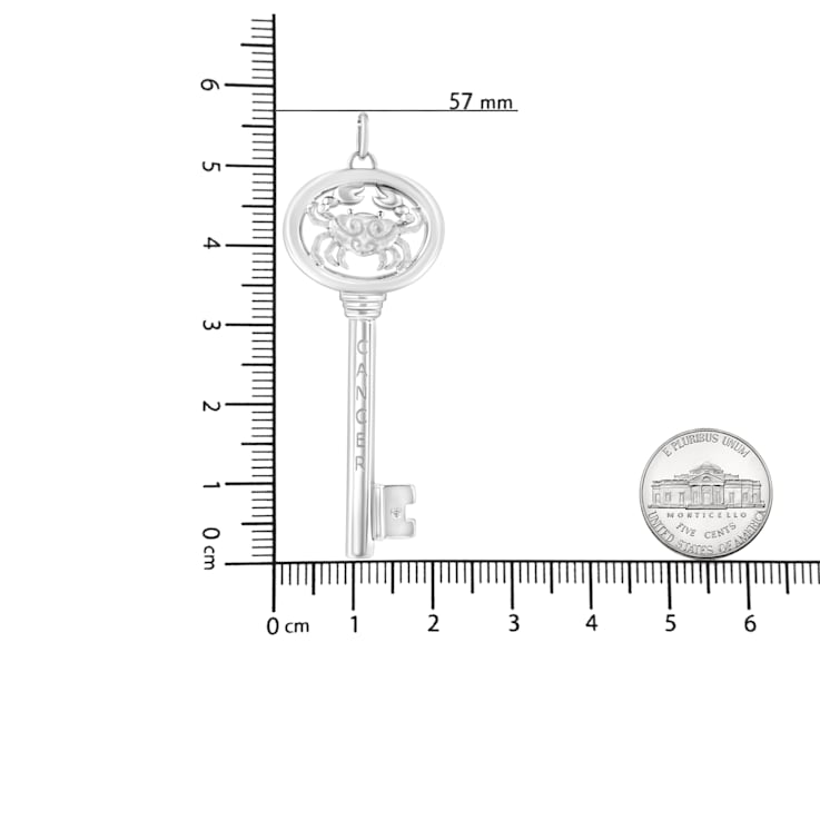 .925 Sterling Silver Diamond Accent Zodiac Key Pendant Necklace
