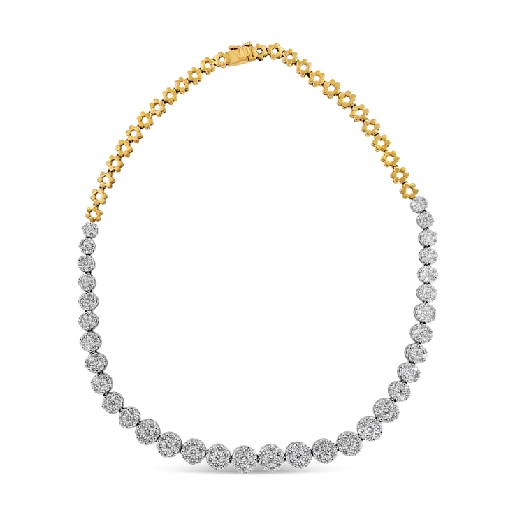 14K Yellow Gold IGI Certified 14 3/4ctw Round Diamond Riviera Necklace
(F-G Color, S2-I1 Clarity)