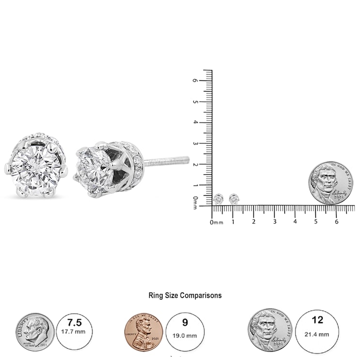 2.00ctw Round 14K White Gold Prong-Set Diamond Crown Stud Earring