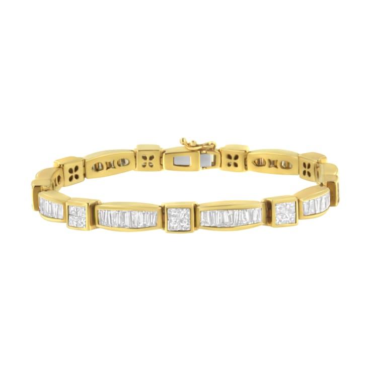 14K Yellow Gold 7.33ctw Multi--Cut Diamond Box Square Link Bracelet