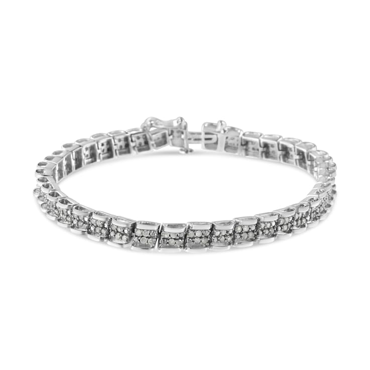 Sterling Silver 2ct TDW Rose-Cut Diamond Link Bracelet (I-J, I3-Promo) - 7"
