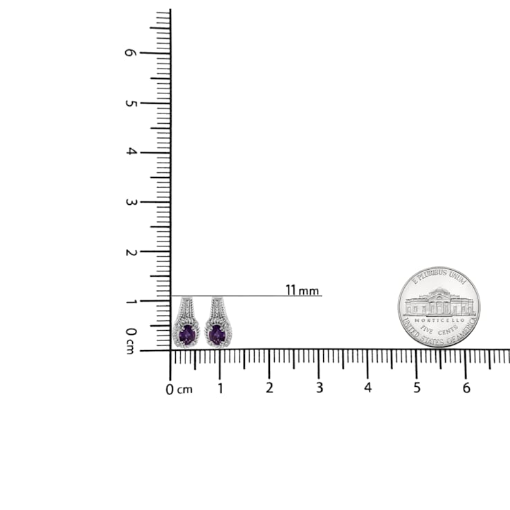 Sterling Silver 8x6 MM Oval Gemstone and Diamond Accent Art Deco Style
Drop and Dangle Earrings