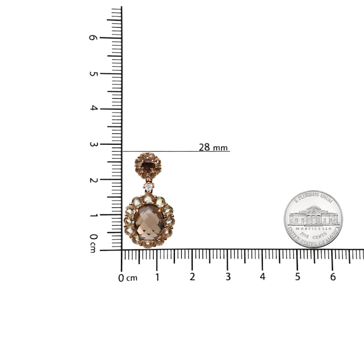 18K Rose Gold Round Lemon and Oval Smoky Quartz with Diamond Accent
Cluster Floral Dangle Earrings