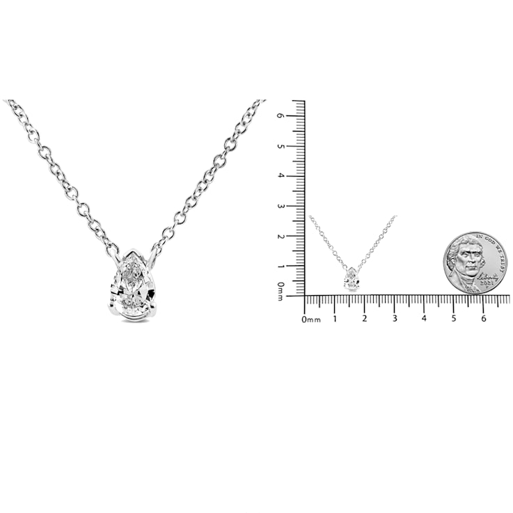 14K White Gold 1/5ctw Pear Shape Solitaire Diamond 18" Necklace
(G-H Color, VS2-SI1 Clarity)