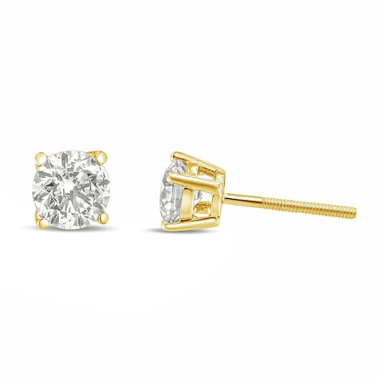 14K Yellow Gold 1.0 Cttw Round Lab Grown White Diamond 4-Prong Classic
Solitaire Stud Earrings
