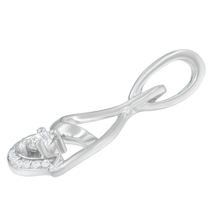 10K White Gold Espira 1/4ctw Round Cut Diamond Spiral Link Pendant With
Chain(H-I, I1-I2)