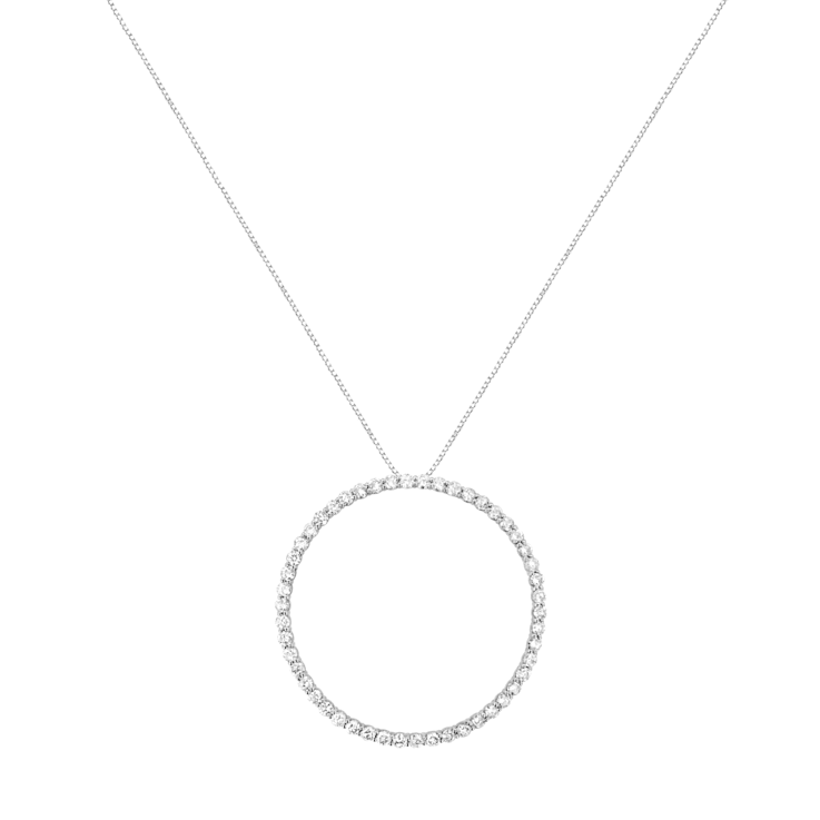 Sterling Silver 4ctw Round-Cut Diamond Open Circle Hoop Necklace (J-K
Color, I1-I2 Clarity)