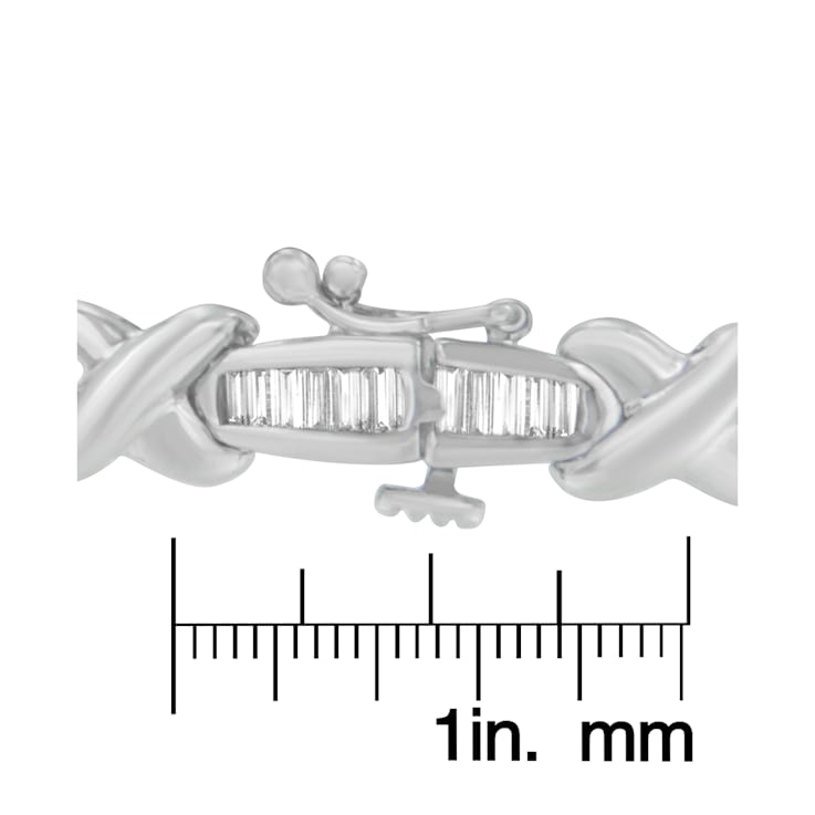 14K White Gold 2.0ctw Baguette-Cut Diamond X-Link Bracelet