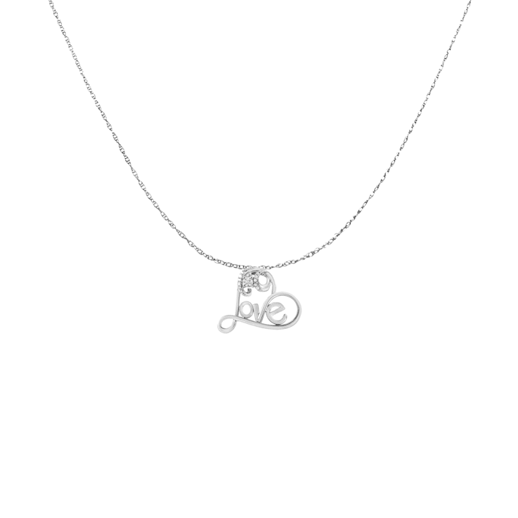 Sterling Silver 1/10ctw Round Diamond Accent Open Heart with Love
18" Pendant w\chain