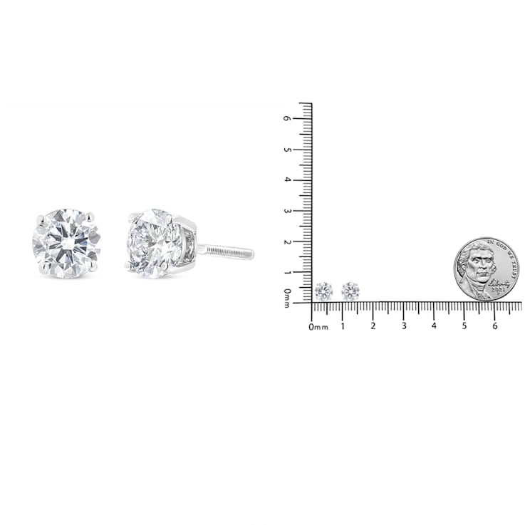 14K White Gold 1 1/2ctw Lab Grown Diamond Solitaire Stud Earrings with Screwbacks