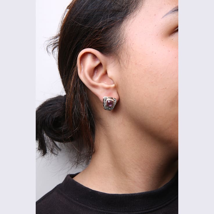 18K Rose Gold Cushion Amethyst with Brown and White Diamonds Cluster
Geometrical Statement Earrings