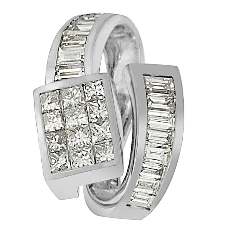 14K White Gold 2ctw Princess and Baguette Cut Diamond Double Loop
Pendant w\chain(G-H, VS1-VS2)
