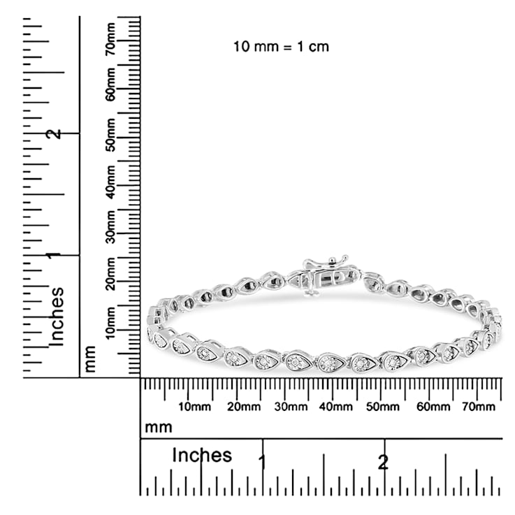 Sterling Silver .10ctw Round-Cut Diamond Pear Link Bracelet