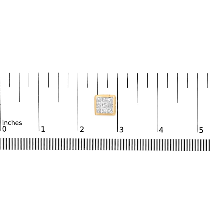14K Yellow Gold 1.0 Cttw Princess Cut Diamond Composite Stud Earrings
with Screw Backs
