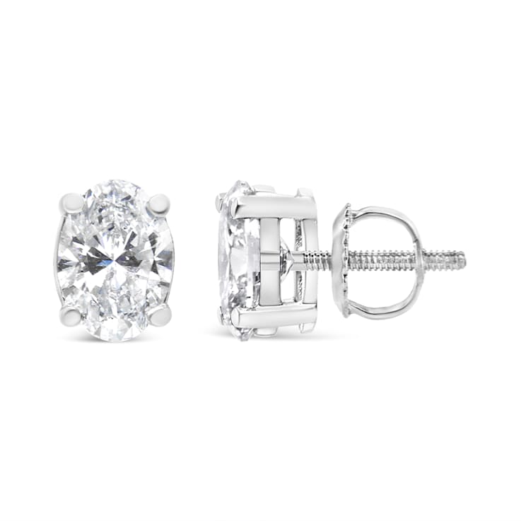 1.00ctw Lab Grown Oval Diamond Solitaire 14K White Gold Stud Earrings