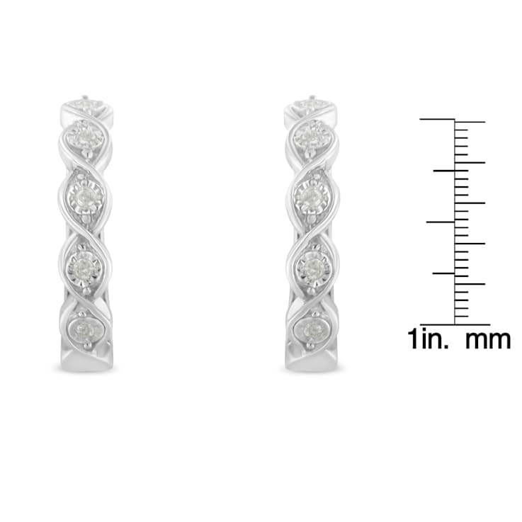 0.10ctw Miracle-Set Diamond Infinity Swirl Sterling Silver Hoop Earrings
