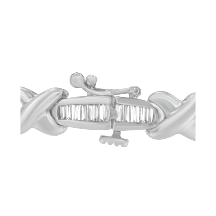 14K White Gold 2.0ctw Baguette-Cut Diamond X-Link Bracelet