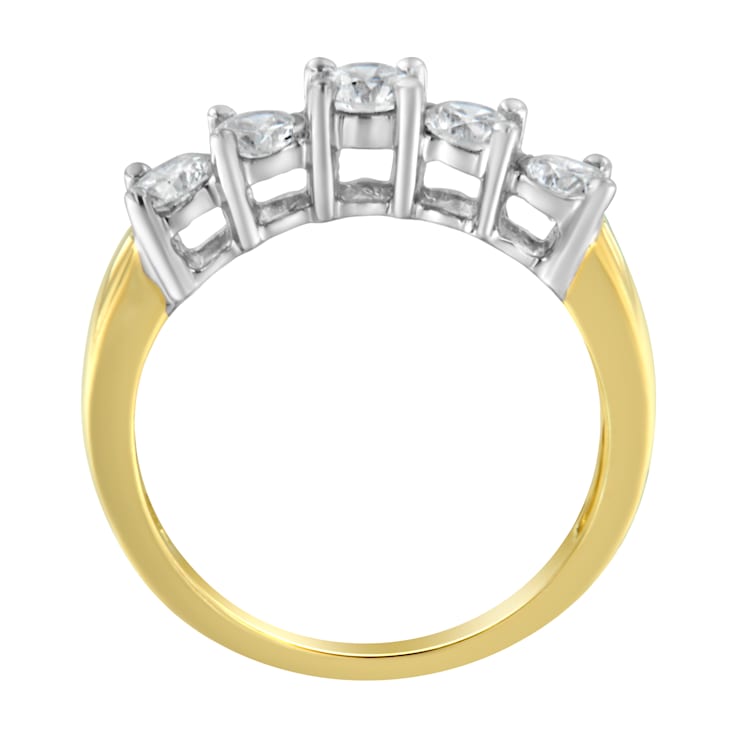14K Yellow Gold 5 Stone Diamond Ring (1 cttw, H-I Color, SI1-SI2 Clarity)