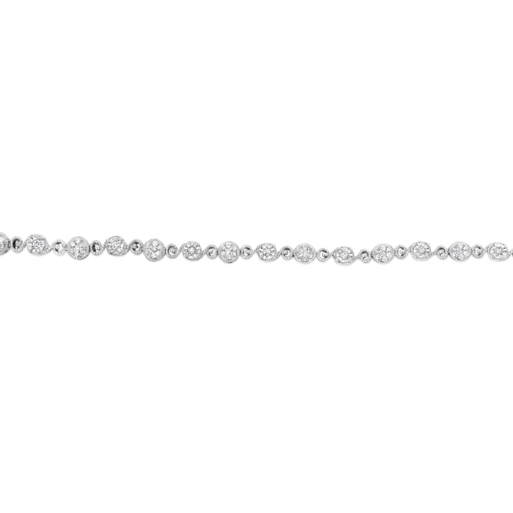 1.00ctw White Diamond Swirl Sterling Silver Tennis Bracelet