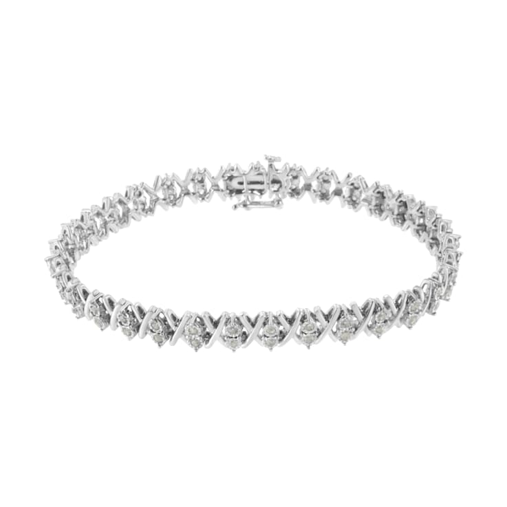 Sterling Silver 1.0ctw Diamond Miracle-Set X-Link 7" Tennis Bracelet