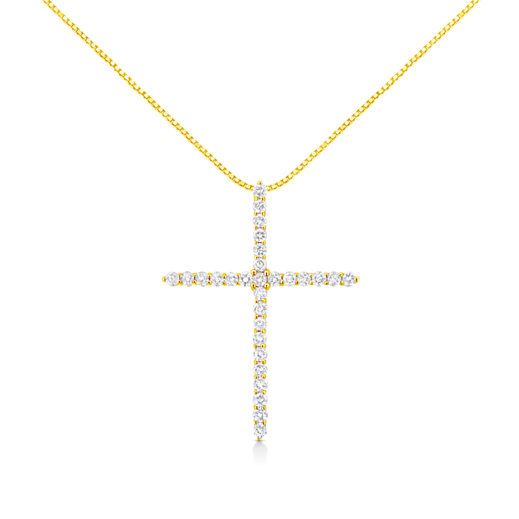 10K Yellow Gold Over Sterling Silver 3.0ctw Round Diamond Cross 18"
Pendant w\chain