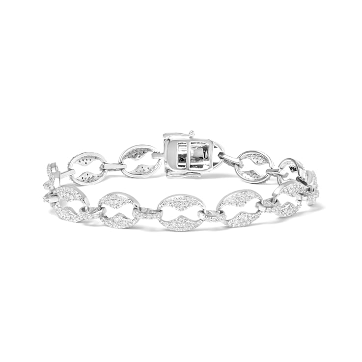 14K White Gold 1 1/2 Cttw Round Diamond Set Link Bracelet (I-J Color,
I1-I2 Clarity) - 7"
