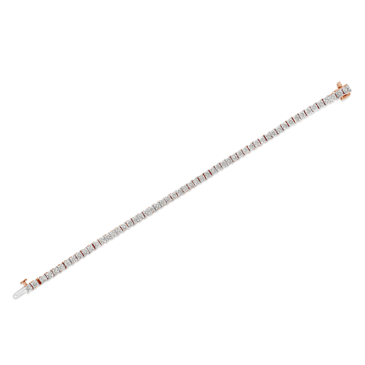 10K Rose Gold Over Sterling Silver 1.0 Cttw Diamond Square Frame Tennis Bracelet