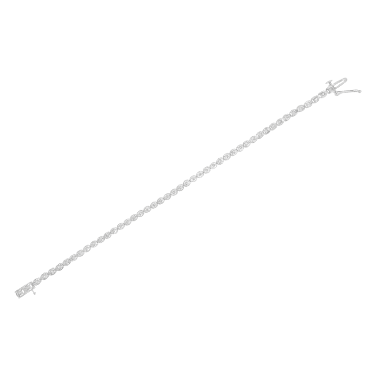 Sterling Silver .50ctw Miracle-Set Diamond Bezel Look Tennis Bracelet