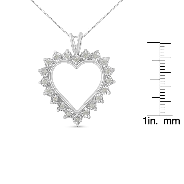 1/4ctw Miracle Set Diamond Open Heart Sterling Silver Pendant Necklace
with 18" Chain