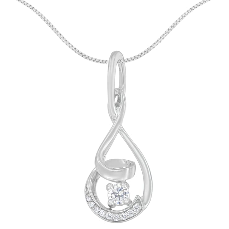10K White Gold Espira 1/4ctw Round Cut Diamond Spiral Link Pendant With
Chain(H-I, I1-I2)