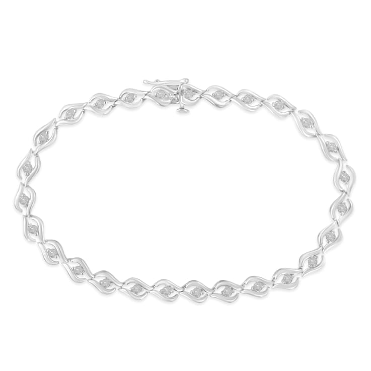 Sterling Silver 1/2ct TDW Rose-cut Diamond Link Bracelet (I-J, I3-Promo)
- 7"