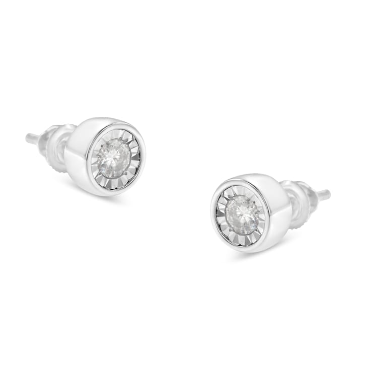 10K White Gold Diamond Floral Stud Earrings 3/8ctw
