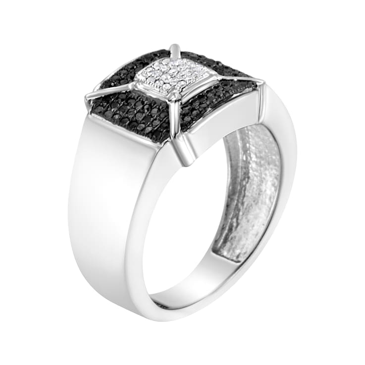 Sterling Silver 3/8ctw Composite Enhanced Black and White Diamond Men's
Band Ring (H-I, I2-I3)