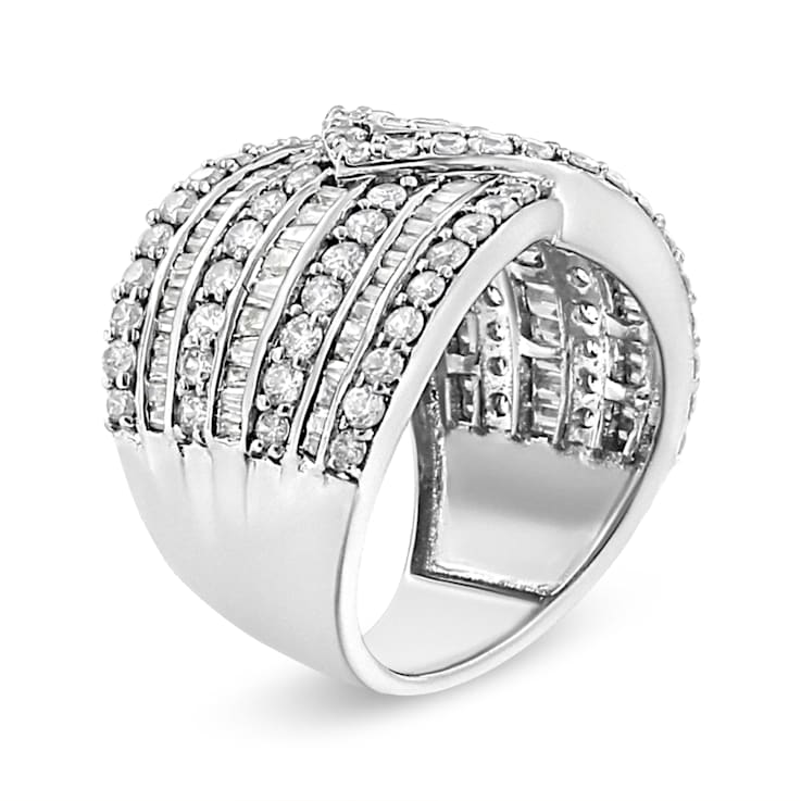 Sterling Silver 2 3/8ctw Diamond Multi Row Overlay Band Ring ( J-K
Color, I3 Clarity)
