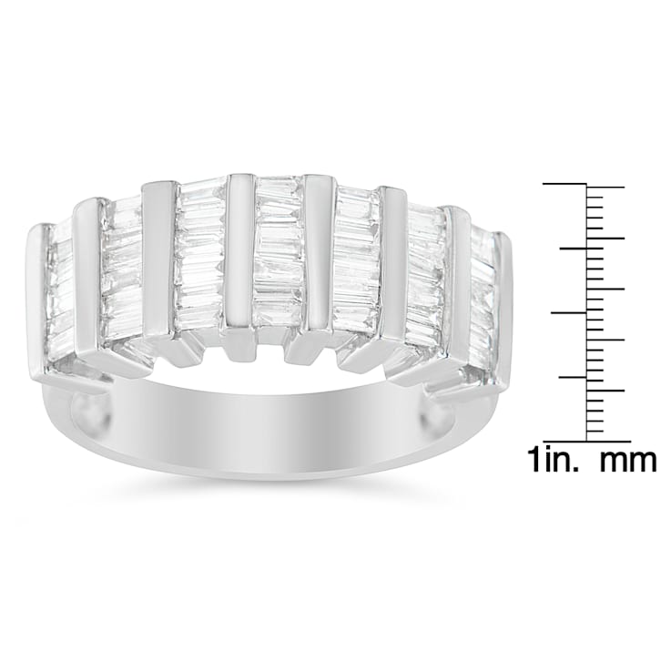 Sterling Silver 1.0ctw Baguette Diamond Channel Multi-Row Wedding Ring
(H-I Color, I1-I2 Clarity)