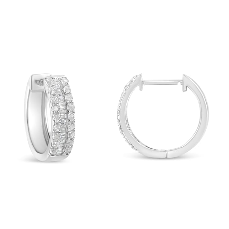 商品画像：Sterling-Silver Diamond Hoop Earring 1/2ctw - 15486A 5