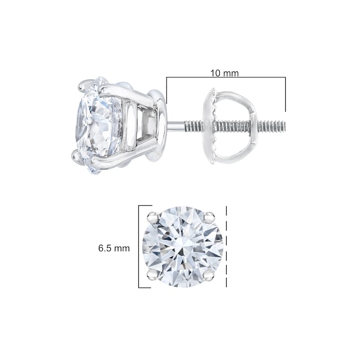 3.00ctw Round Lab Grown Diamond Solitaire 14K White Gold Stud Earrings