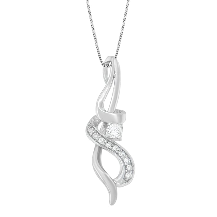 10K White Gold Espira 1/5ctw Round Cut Diamond Swirl Pendant With Chain
(J-K, I1-I2)