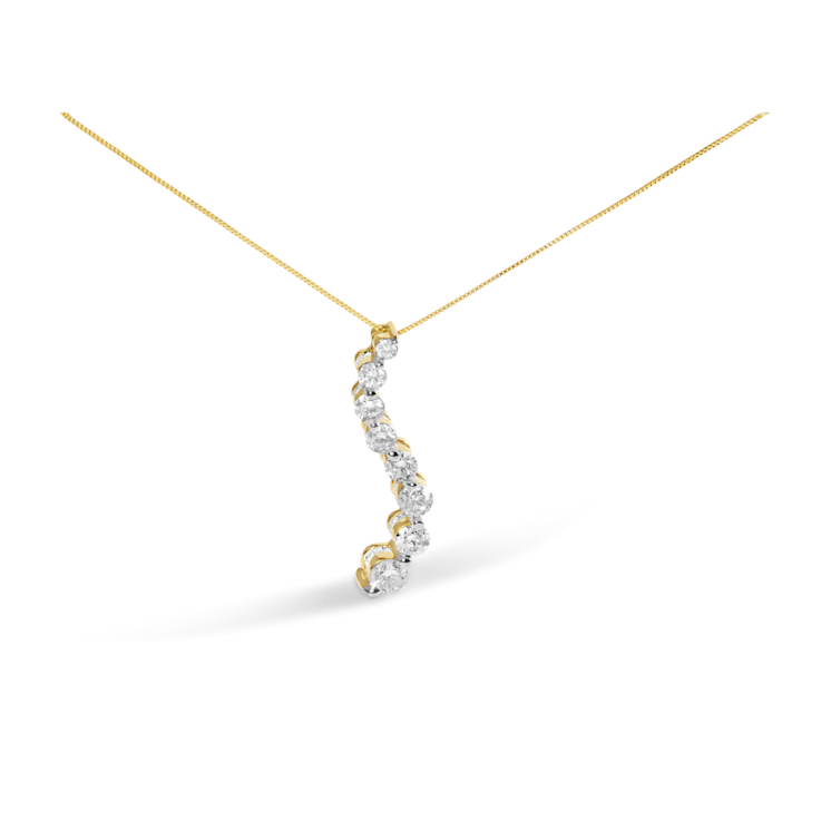 AGS Certified 14k Yellow Gold 3.0 Cttw Baguette and Round-Cut Diamond
Journey 18" Pendant Necklace