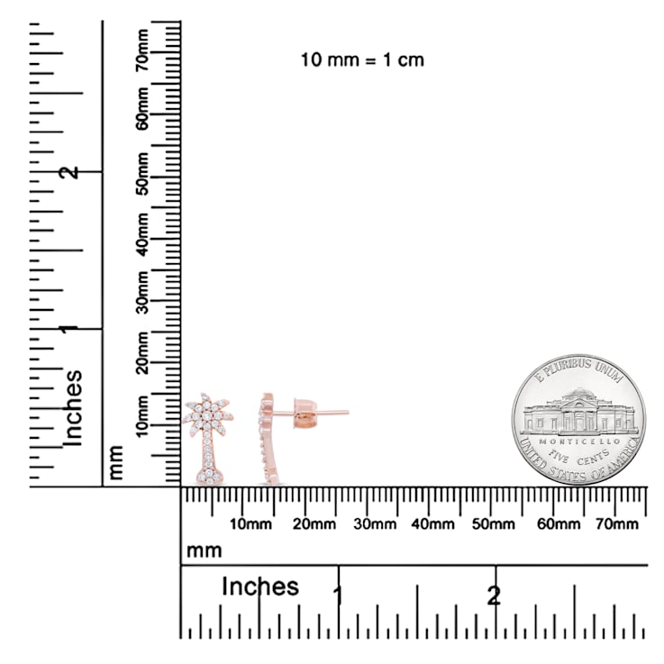 10K Rose Gold 1/4 Cttw Diamond Palm Tree Push Back Stud Earrings