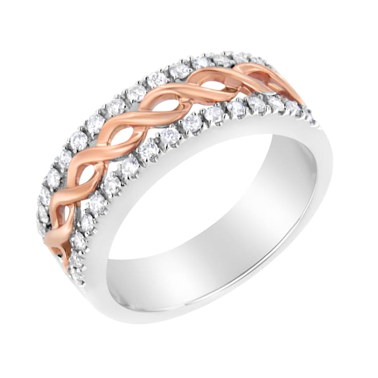 10K White and Rose Gold 1/3ctw Diamond Infinity Ribbon Band Ring (I-J
Color, I1-I2 Clarity)