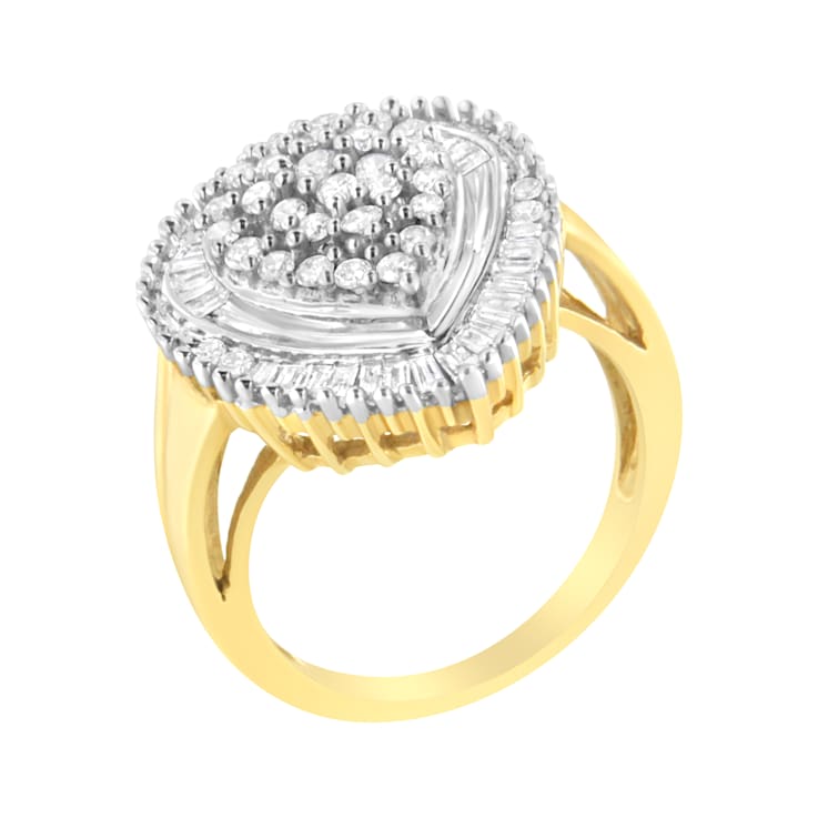 10K Yellow Gold 1.0ctw Mixed Cut Diamond Oval Shaped Cluster Ring (I-J
Color, I1-I2 Clarity)