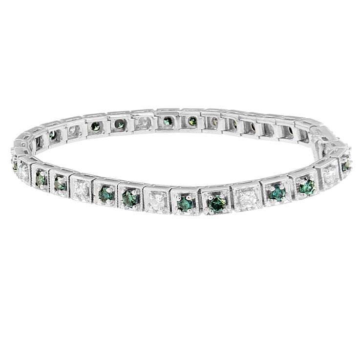 14K White Gold 4.75ctw Blue Diamond Bracelet
